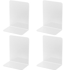 pindda Book Ends, 4 Pieces Metal Bookend for Shelves, Bookends for Heavy Books, Book Holders for Shelves, Desk Organizers, Book Dividers for Office, School, Bookstore, Home