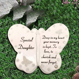 David Fischhoff Cream Resin Butterfly Memorial Ornament for Daughter, Memorial Day