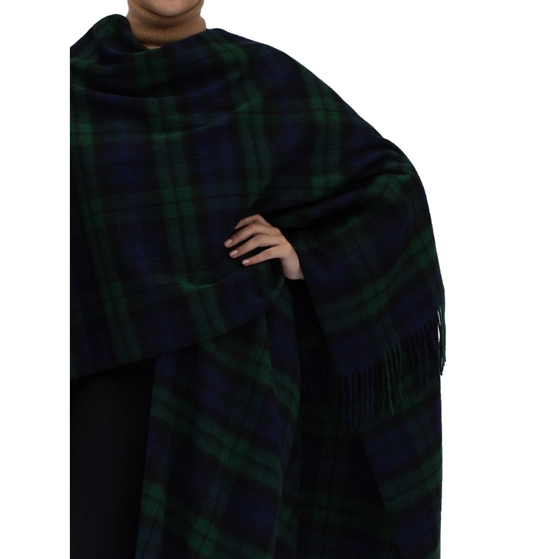 Shepherds Land 100% Lambswool Ruana, BlackWatch