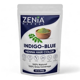 Zenia Natural Henna Hair & Beard Color/Dye | Chemical Free, Ammonia Free, Cruelty-Free, Vegan | Gray Hair Coverage | (3.5oz) 100g (Indigo Blue)