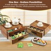 Acacia Wood Tea Bag Organizer with Gift Box, Double-Drawer Tea