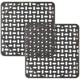 Coopay 2 Pack Kitchen Sink Mat Plastic Protect Mat PVC Eco-friendly Kitchen Adjustable Stainless steel/Porcelain Dish Drying Pad Sink Protector for Bottom, 11.8 x 11.8 Inches (Gray)