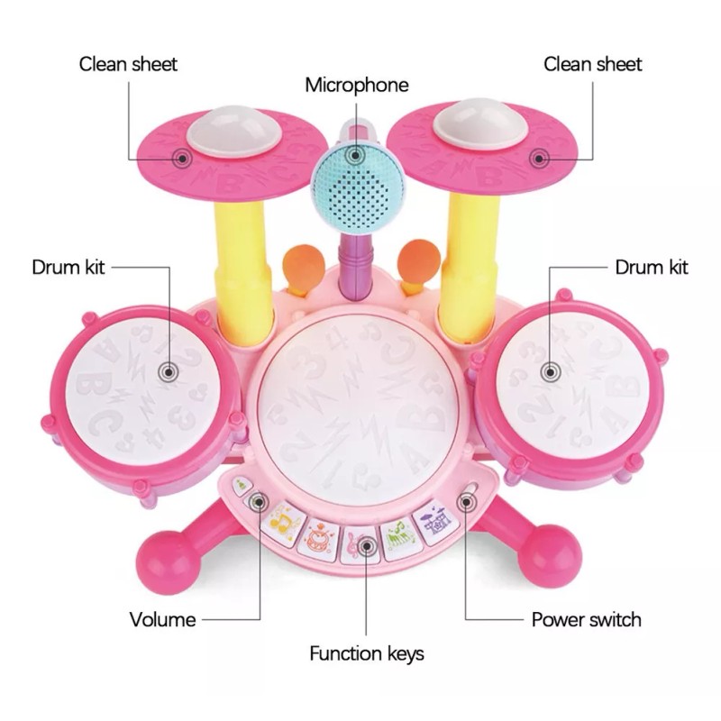 Generic W Juego De Batería Para Niños Con Baquetas Y
