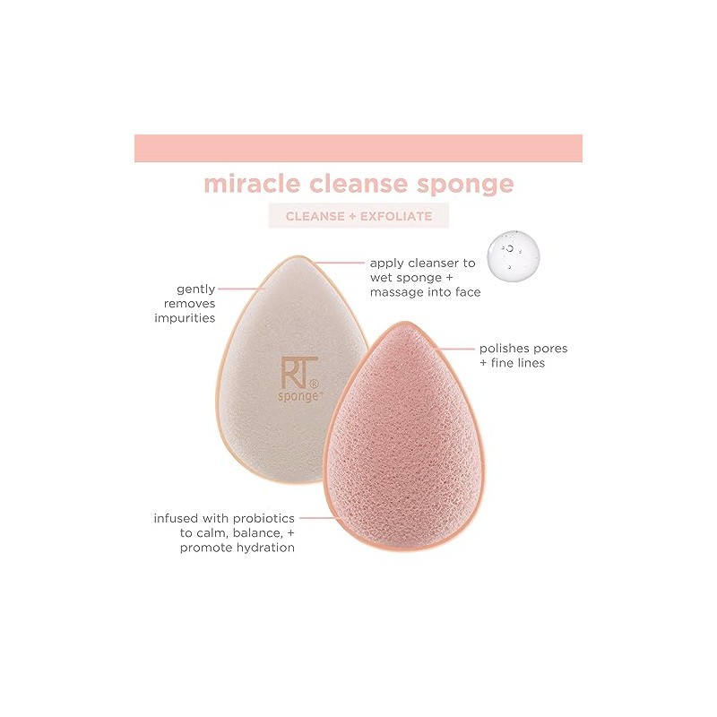 Real Techniques, Miracle Cleanse Sponge, Esponja para Lavar y Exfoliar