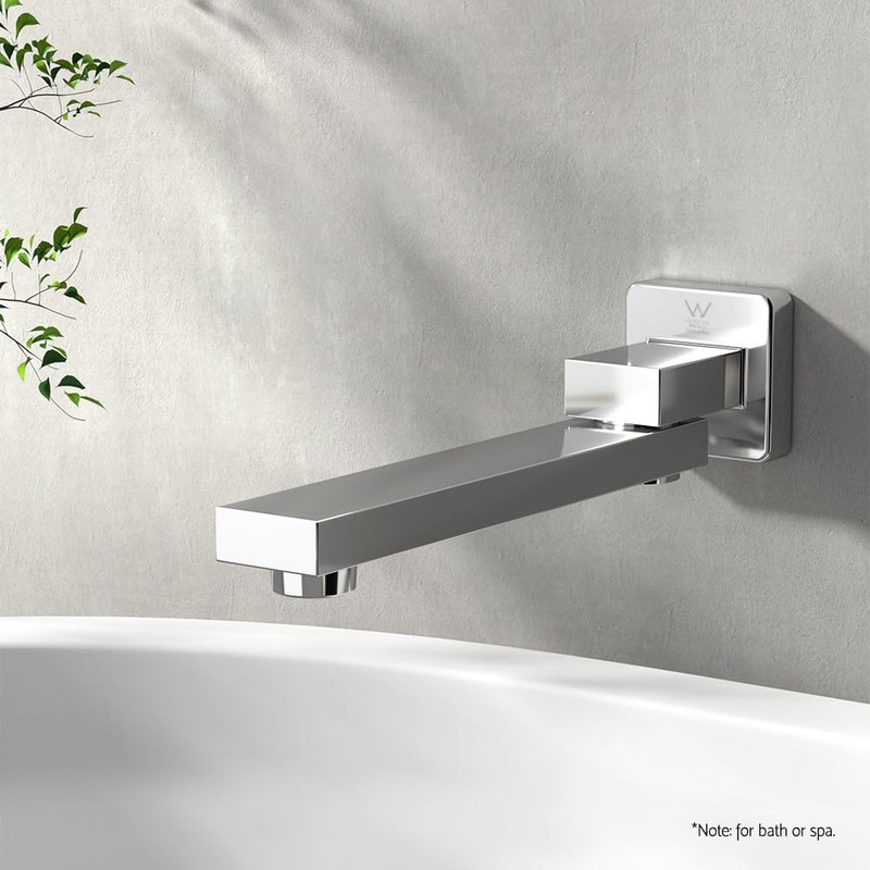Wall Mount Bathroom Mixer Spout, 180-Degree Swivel Bath Faucet, Chrome,
