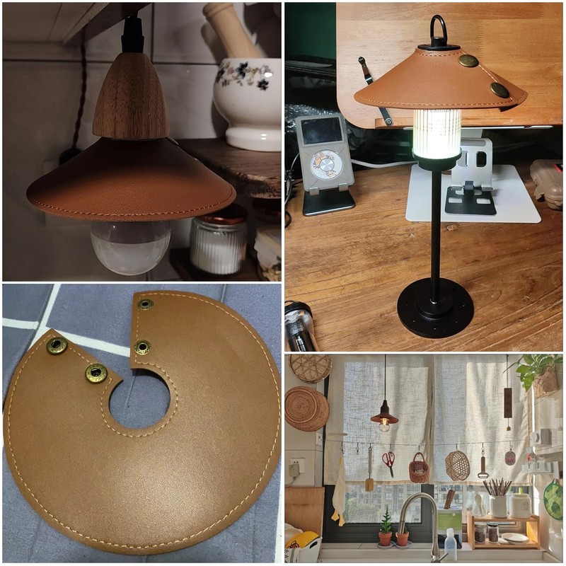 SquEqu 2 Pack Tent Lamp Shades PU Leather Detachable Camping