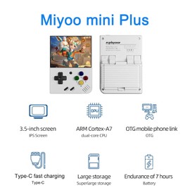 Miyoo Mini Plus Handheld Game Console with Dedicated Storage Case 3.5 Inch Portable Retro Video Games Consoles Built-in 64G TF Card 10,000+ Classic Games