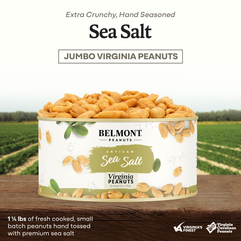 Belmont Peanuts Gourmet Sea-Salted Virginia Peanuts, 20 oz (1 Pack)