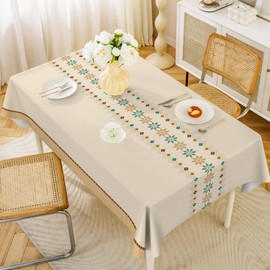 Mantel rectangular de PVC impermeable y resistente a las manchas, tela decorativa sin arrugas, para cumpleaños, nupcias, bodas, fiestas de ducha, decoración bohemia, 55 x 86 pulgadas, 6-8 asientos