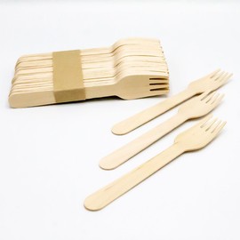 Pack of 100 Wooden Disposable Forks-Biodegradable & Plastic Free Wooden Forks Ideal for Wedding, Picnic, Party, Office Eco Friendly (Wooden Forks (Pack of 100))