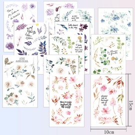12 Sheets Transfer Sticker Set Flowers Sticker Vintage Scrapbook Sticker for DIY Crafts, Bullet Journal, Planner, Album