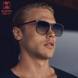 SHEEN KELLY Polarised TR90 Retro Oversized Sunglasses Suitable Medium Large Faces Square Frame Glasses Men Women 80s 90s, 1