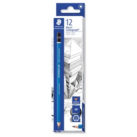 Staedtler Mars Lumograph 8B Graphite Art Drawing Pencil, Soft, Break-Resistant Bonded Lead, 12 Pack, 100-8B
