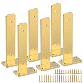 Gold Heavy Duty Iron Shelf Brackets,4 inch,Floating Brackets Upgraded, Heavy Duty Iron Shelf Brackets, Industrial Modern Floating Shelf Support for Wall Mount Shelves,Wide Brackets ,6 Pack