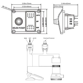 KIMISS Bilge Pump Rocker Switch, 3-Way Bilge Pump Switch Panel Auto/Off/Manual 12V 24V with LED Indicator Built-in 15A Circuit Breaker