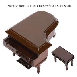 Piano Model, 11x14x13.8 cm Miniature Music Instrument Ornament Piano with Stool Creative DIY Arts and Crafts Dolls House Living Room Model Scene Furniture for Kids and Adults Birthday Gifts