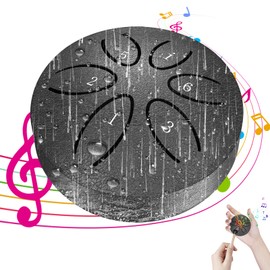 Rain Drum for Outside Garden Instrument,3 Inches 6 Notes Steel Tongue Rain Chime Drum,Waterproof Rain Drum for Camping,Meditation or Yoga (Black)