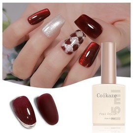 Coikaze Gel Nails, Color Gel, Bordeaux Gel Nails, Single Color, Dark Red, Red, Large Capacity, 0.5 fl oz (15 ml), Suitable for Beginners & Professionals, Soak Off Gel, Single Item, 09 Wine Red