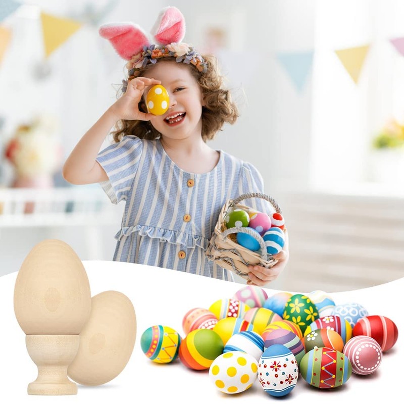 Sprinlot Pack of 12 Wooden Easter Eggs for Painting, Easter