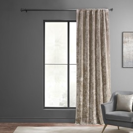HPD Half Price Drapes Lush Crush Velvet Curtains - Room Darkening Curtain 120 Inches Long for Bedroom & Living Room, Luxury Look, Rod Pocket Design, (1 Panel), 50W x 120L, Taupe