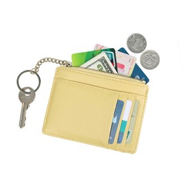 Prometheism Tarjetero delgado de piel para mujer, portafolios pequeña con llavero, Azul, Pequeño, Minimalista