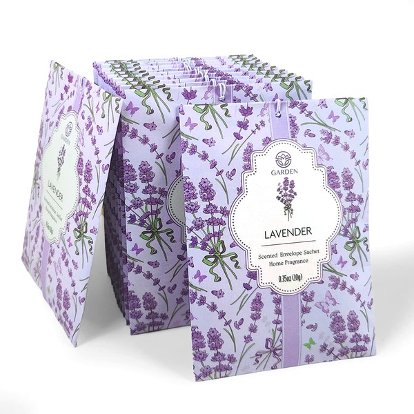 Lavender & Wood Scented Sachets - 12 Pack, Long-Lasting Home Fragrance Sachet Bags, Large Fresh-Scented Packets, Scented Sachets for Drawer and Closet