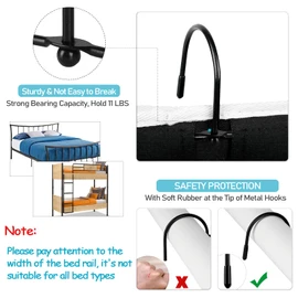 Loghot Bedside Caddy/Bedside Storage Bag Hanging Organizer for Bunk and Hospital Beds,Dorm Rooms Bed Rails,Can be Placed Glasses,Books,Mobile Phones,Keys (Black)