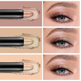 Boobeen 3PCS Cream Eyeshadow Pencil Crayon Waterproof Eyeshadow Brightener Stick Shimmer Eyeshadow Pen Create Glitter Eye Makeup, Easy to Use