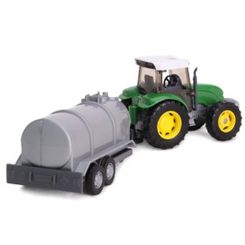 Toyland® 22.5cm Farm Tractor & Tanker/Trailer Set - Free Wheel Action - Boys Farm Toys (Green Tanker)