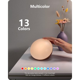 salipt LED Night Light, Smart Bedside Table Lamp, Touch Control, Dimmable, USB Rechargable, Portable, Color Changing RGB for Men Women Kids, Bedroom, Camping (Warm White)