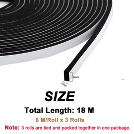 Bynsaer Dichtungsband Selbstklebend fr Tren Fenster, 6mm(B) x 3mm(D)/18m Schaumstoff klebeband Gummidichtung Gegen Kalte Zugluft/Anti-Kollision/Schalldichter/Wasserdichter/Staubdicht