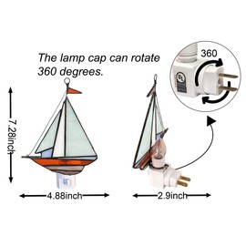 WKINGDIY WKD Tiffany stained glass small boat night light WKD1005 (Cyan)