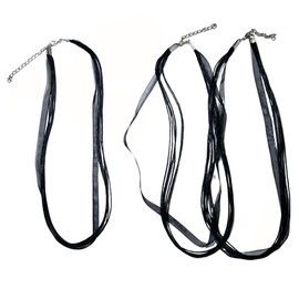 Linpeng Cord Necklace for DIY Jewelry, Waxed Cord Ribboned Necklace, Black (Pack of 3)