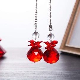 Crystal Ceiling Fan Pull Chains Hanging Pendants Prism Pack Of 2 Red