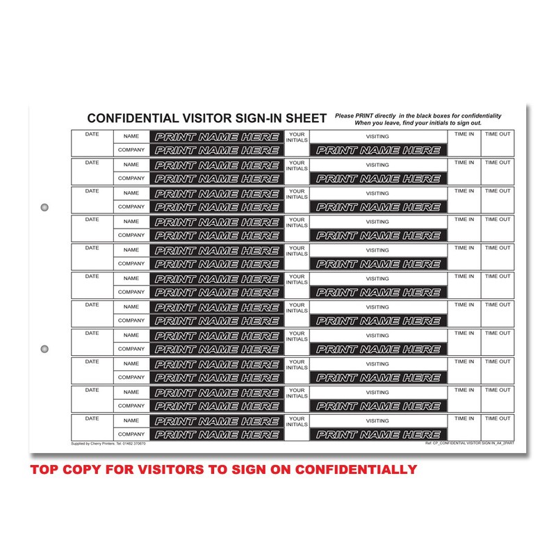 Cherry NCR Confidential Visitor Sign in NCR Duplicate Refill Pack