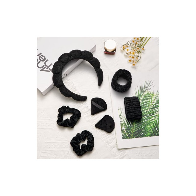 Set TXG de 7 piezas en negro: diadema nube, pulseras