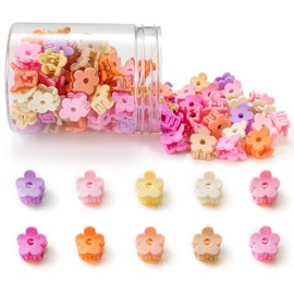 Small Flower Hair Clips 100PCS, Mini Hair Clips Baby Claw Clips Cute Jaw Clips Hair Pins Hair Barrettes Toddler Hair Accessories for Women Girls Kids Teens Pink Colors