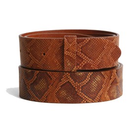 VaModa Full Cowhide Leather 4 cm Interchangeable Jeans Belt 40 mm Leather Belt for Men and Women Leather Belt 4.0 cm Model 'Montana' without Clasp Colour Cognac, Cognac press stud