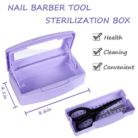 Gusnilo Nail Tool Sterilizer Box Disinfectant Jar Plastic Disinfectant Container Suitable for Nail Tools Hair Salons Beauty Centers and Manicure and Nail Equipment(Purple)