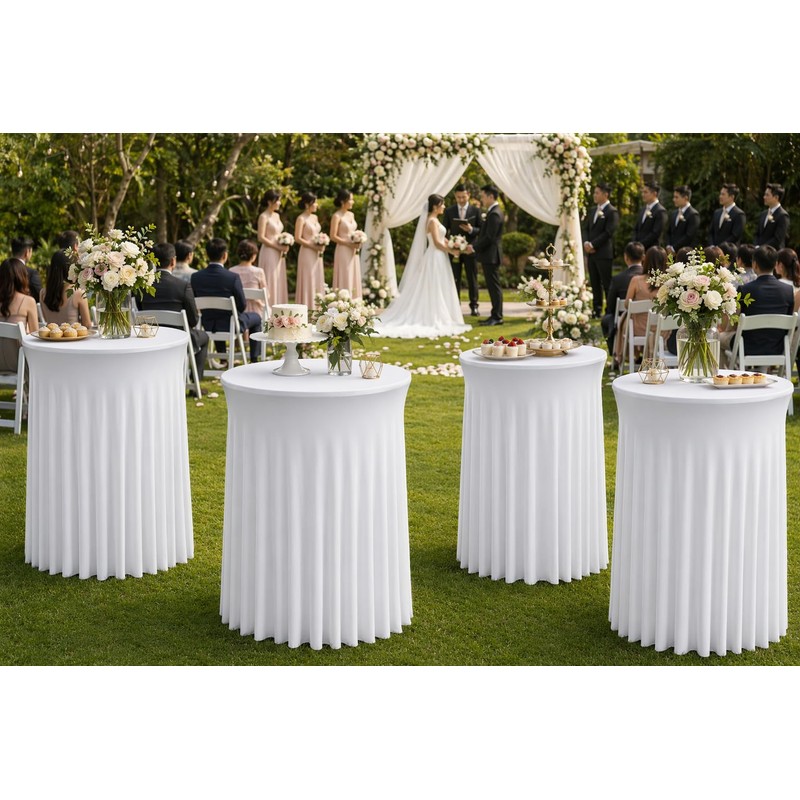 2 Packs Round Spandex Cocktail Table Skirt 32"x 43" Spandex