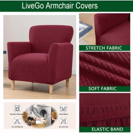 LiveGo Stretch Armchair Cover with Armrests, Elastic Knitted Fitted Cover for Armchairs & Upholstered Chairs, Universal Fit for Living Room, Office, Cover to Protect Against Stains, Hair & Wear