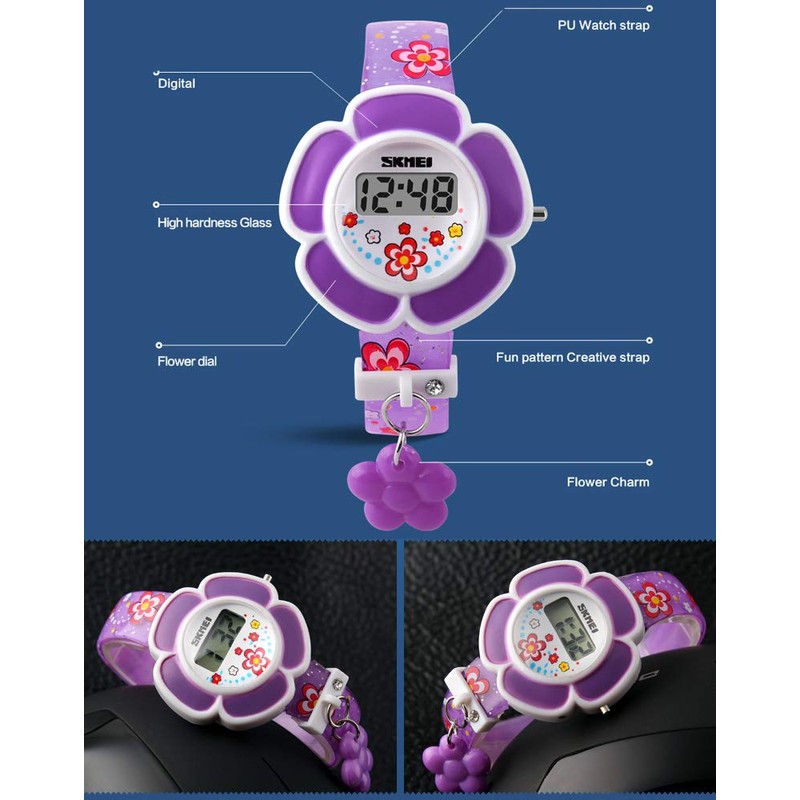 Kids Watch Girl Flower Shape Watch Novelty Cartoon Digital Watch