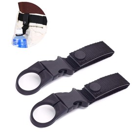 Plastic Bottle Holder, Bottle Holder, Bottle Hooks, 2 Pieces, Belt Loop, Nylon, Variable, Easy to Use, Camping, Outdoors, Hiking, Outdoor Necessities (Black)