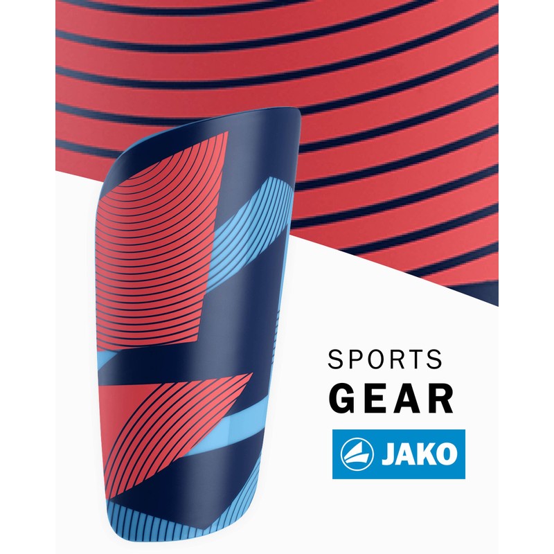 JAKO Unisex Shin Pads River Light, SkyBlue/Navy/Coral, S