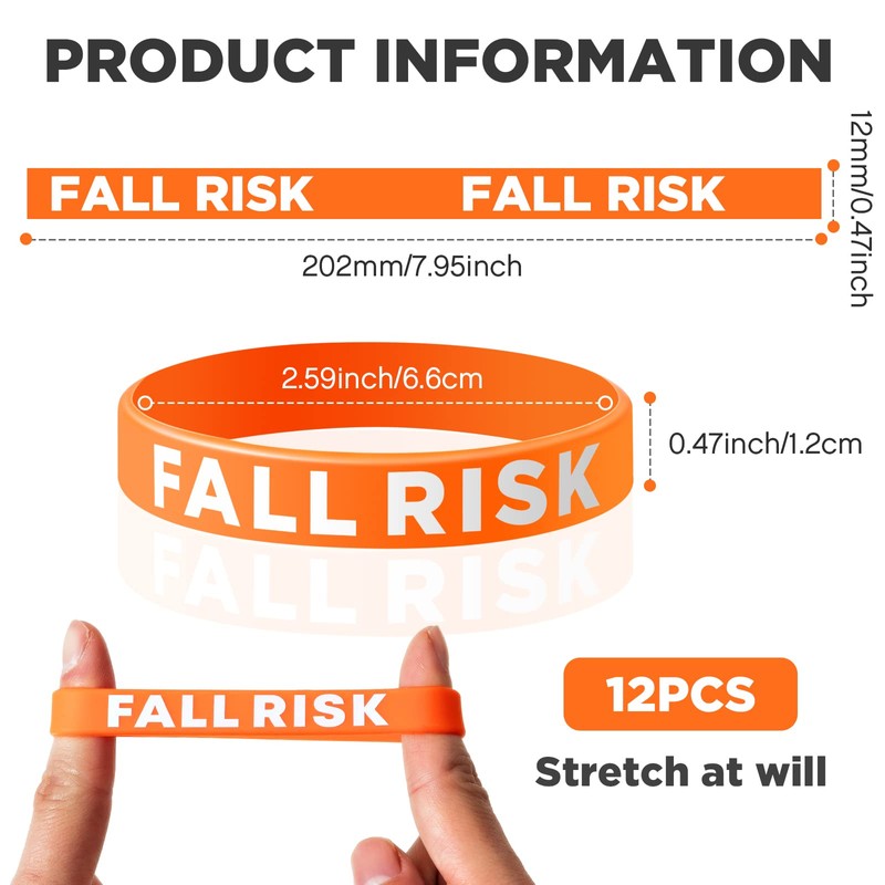 Sumind 12 Pcs Fall Risk Bracelet Emergency Alert Wristband for