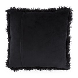 Lavish Home Oversized Floor or Throw Pillow Square Luxury Plush– Shag Faux Fur Glam Decor Cushion for Bedroom Living Room or Dorm (Black)
