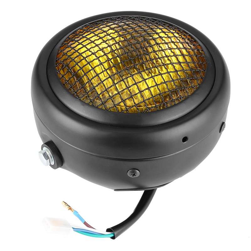 7in 55W Motorcycle Grill Headlight Retro Style Halogen Head Lamp