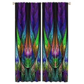 Cortinas abstractas para ventana, patrón fractal en estilo de vidrieras, cortinas opacas para cuarto con bolsillo para barra de estar, recámara, juego de 2 paneles de 42 x 63 pulgadas de ancho