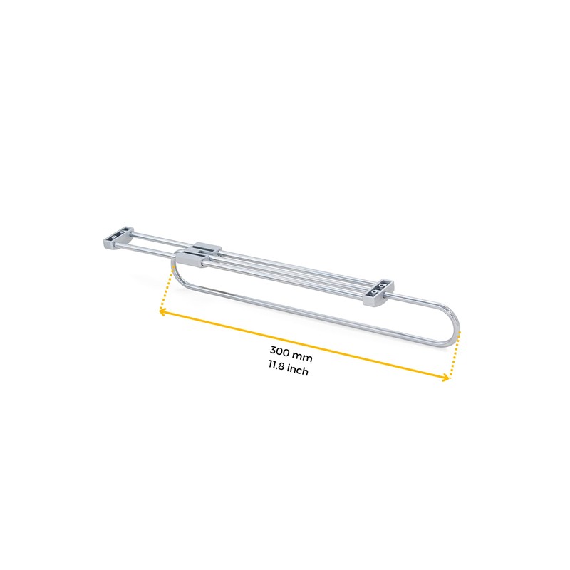 Emuca - Self Pull-out wardrobe rail, 450mm (11,8 inch), Silver