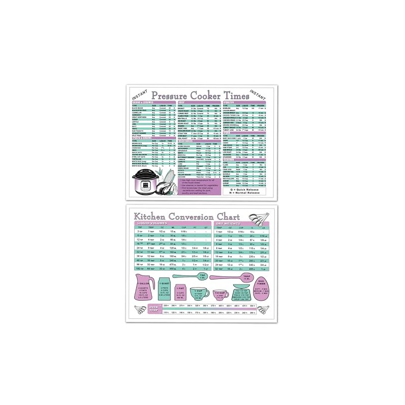 Pressure Cooker Cooking Times Guide & Kitchen Measurement Conversion Chart